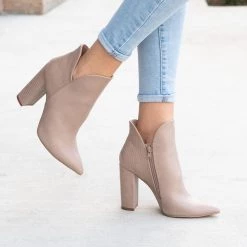 Qupid Shoes Newest Arrivals Tiana Textured Dip Booties