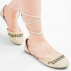 Soda Shoes Newest Arrivals Tie-Up Beaded Flats
