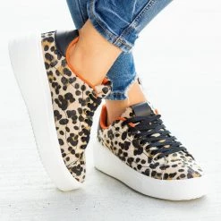 Qupid Shoes Newest Arrivals Trendy Animal Print Platform Sneakers