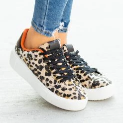 Qupid Shoes Newest Arrivals Trendy Animal Print Platform Sneakers