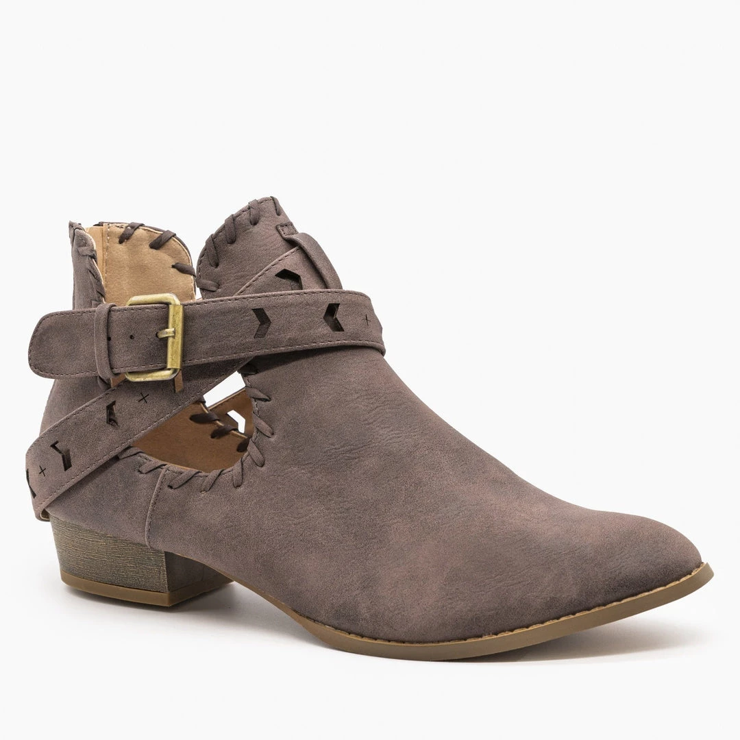 AMS Shoes Trendy Belted Western Booties Newest Arrivals 4 AMS Shoes Trendy Belted Western Booties Newest Arrivals