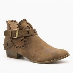 AMS Shoes Trendy Belted Western Booties Newest Arrivals