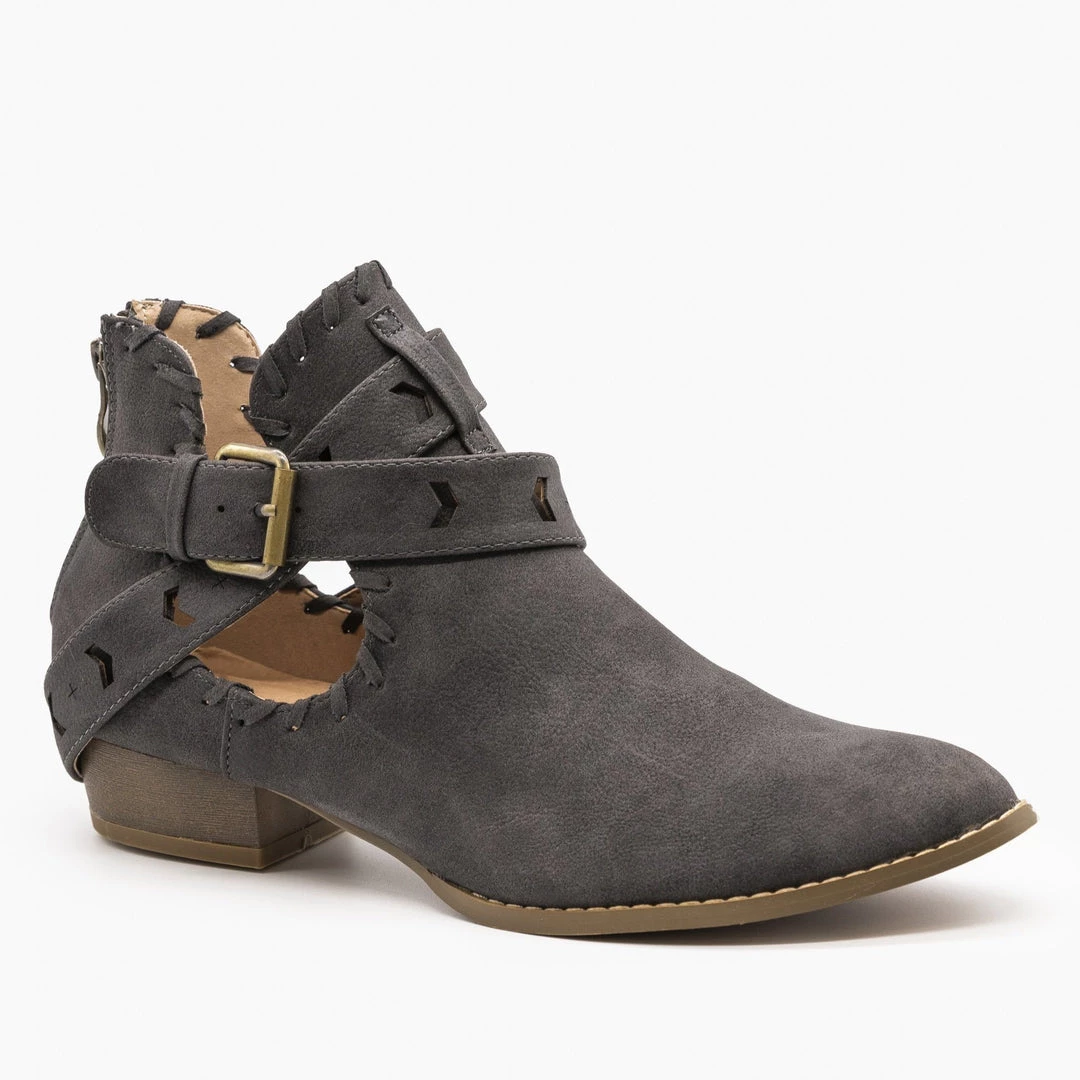 AMS Shoes Trendy Belted Western Booties Newest Arrivals 6 AMS Shoes Trendy Belted Western Booties Newest Arrivals