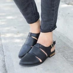 Qupid Shoes Trendy Cutout Slingback Flats