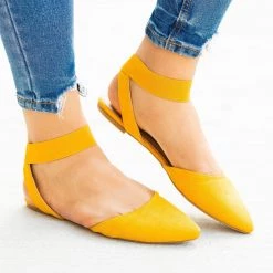 Bamboo Shoes Trendy Elastic Strap Pointed Toe Flats
