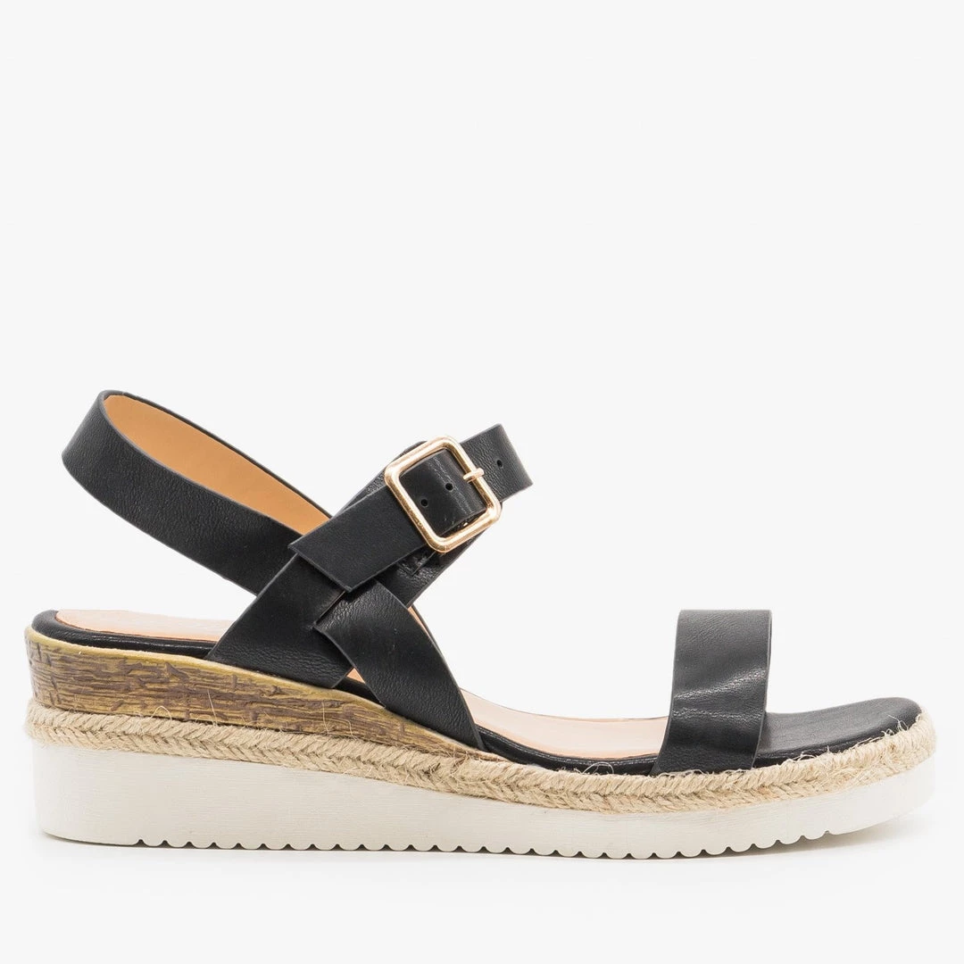 Weeboo Newest Arrivals Trendy Espadrille-Trimmed Sandal Wedges 3 Weeboo Newest Arrivals Trendy Espadrille-Trimmed Sandal Wedges
