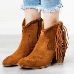 Beast Shoes Newest Arrivals Trendy Fringed Cowboy Booties FINAL SALE