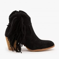 Beast Shoes Newest Arrivals Trendy Fringed Cowboy Booties FINAL SALE