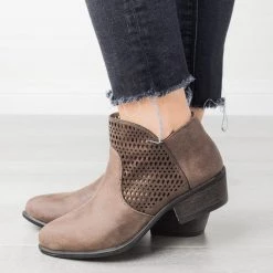 Bamboo Shoes Trendy Laser-Cut Booties