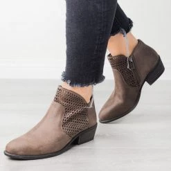 Bamboo Shoes Trendy Laser-Cut Booties