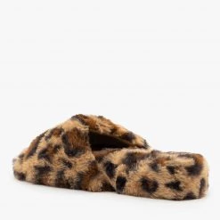 Forever Trendy Leopard Faux Fur Slides Newest Arrivals