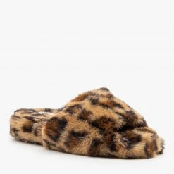 Forever Trendy Leopard Faux Fur Slides Newest Arrivals