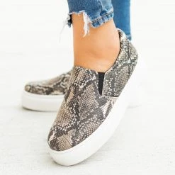 Qupid Shoes Newest Arrivals Trendy Printed Platform Slip-On Sneakers
