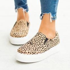 Qupid Shoes Newest Arrivals Trendy Printed Platform Slip-On Sneakers