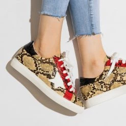 Nature Breeze Newest Arrivals Trendy Snake Print Fashion Sneakers