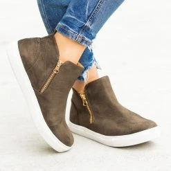 Anna Shoes Newest Arrivals Trendy Zip-Up Ankle Sneakers