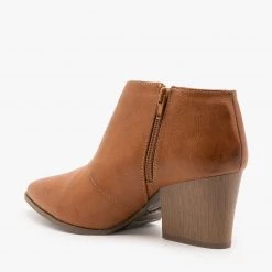 Qupid Shoes Triangle Cut Out Ankle Booties