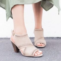 Qupid Shoes Cut-Out Sling-Back Chunky Heels Newest Arrivals