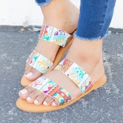 Anna Shoes Newest Arrivals Tribal Double Band Slides