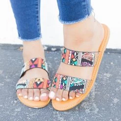 Anna Shoes Newest Arrivals Tribal Double Band Slides