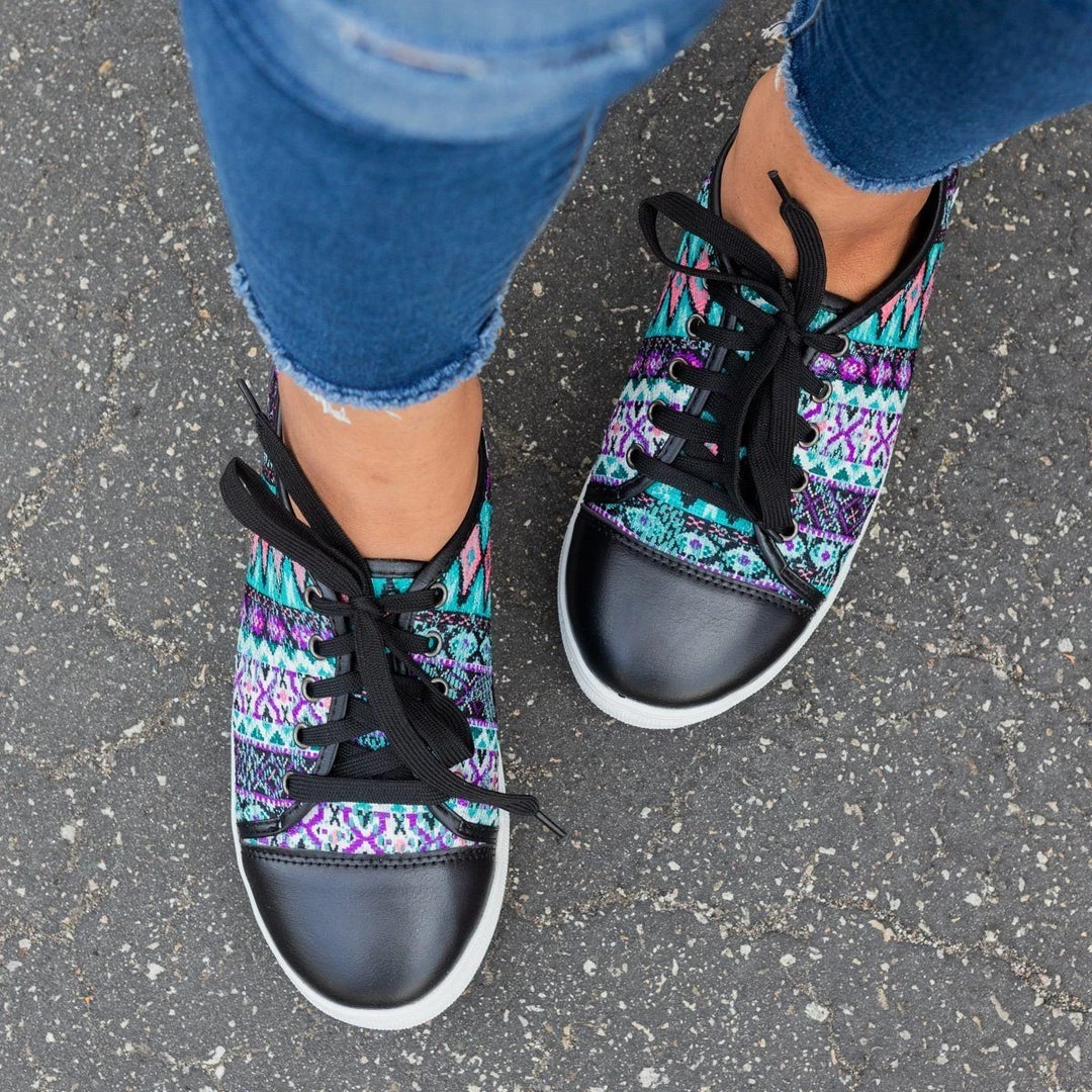 Reneeze Shoes Colorful Embroidered Fashion Lace-Up Sneakers 4 Reneeze Shoes Colorful Embroidered Fashion Lace-Up Sneakers