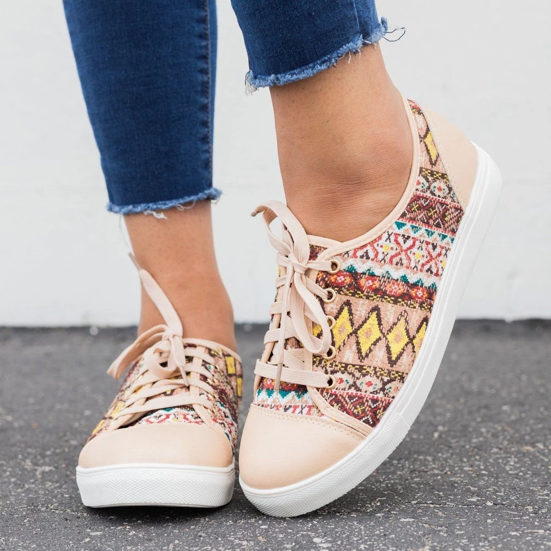 Reneeze Shoes Colorful Embroidered Fashion Lace-Up Sneakers 6 Reneeze Shoes Colorful Embroidered Fashion Lace-Up Sneakers