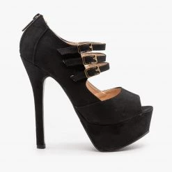 Bella Marie Triple Buckle Platform Stiletto Heels