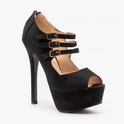 Bella Marie Triple Buckle Platform Stiletto Heels