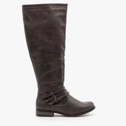 Refresh Triple Buckled Strap Riding Boots