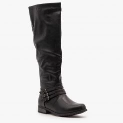 Refresh Triple Buckled Strap Riding Boots