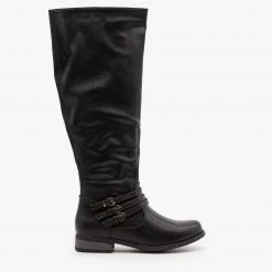 Refresh Triple Buckled Strap Riding Boots