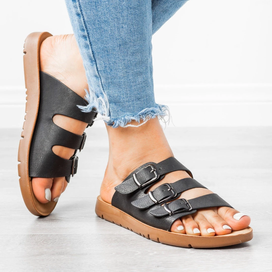 Forever Triple Strap Buckled Sandals 12 Forever Triple Strap Buckled Sandals