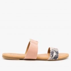 Qupid Shoes Two-Toned Animal Print Slip-On Sandals