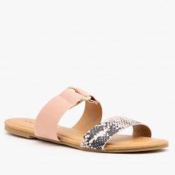 Qupid Shoes Two-Toned Animal Print Slip-On Sandals