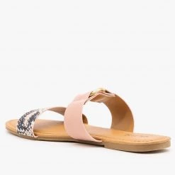 Qupid Shoes Two-Toned Animal Print Slip-On Sandals