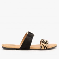 Qupid Shoes Two-Toned Animal Print Slip-On Sandals