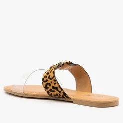 Qupid Shoes Two-Toned Animal Print Slip-On Sandals
