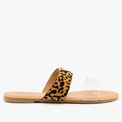 Qupid Shoes Two-Toned Animal Print Slip-On Sandals