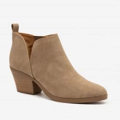 Soda Shoes V-Cut Block Heel Booties Newest Arrivals
