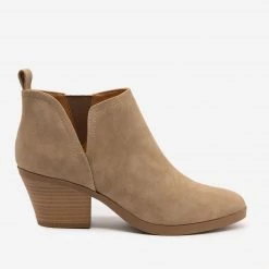 Soda Shoes V-Cut Block Heel Booties Newest Arrivals