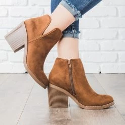 Soda Shoes Newest Arrivals V-Cut Chunky Heel Booties
