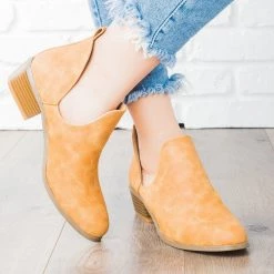 Soho Elite Newest Arrivals V-Cut Low Heeled Booties
