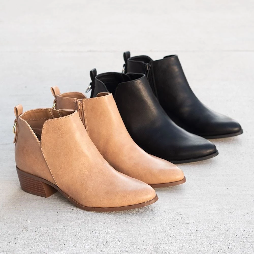 Qupid Shoes V-Dip Low Ankle Boots 3 Qupid Shoes V-Dip Low Ankle Boots
