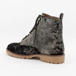 Qupid Shoes Newest Arrivals Velvet Fashion Lace-Up Combat Boots