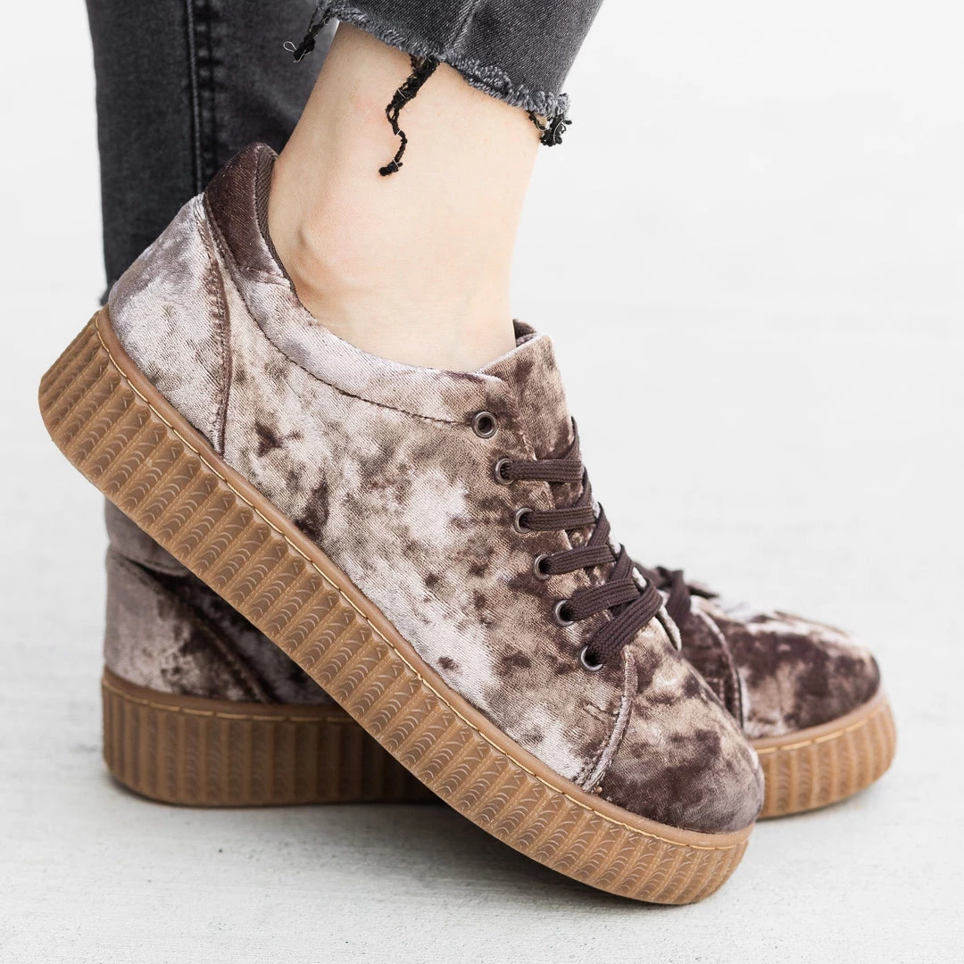 Qupid Shoes Newest Arrivals Velvet Lace-Up Fashion Sneakers 6 Qupid Shoes Newest Arrivals Velvet Lace-Up Fashion Sneakers