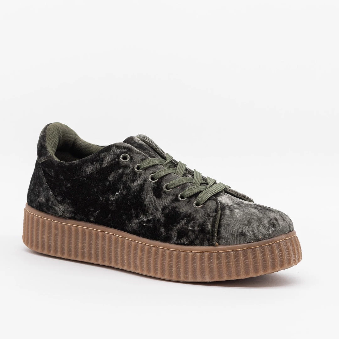 Qupid Shoes Newest Arrivals Velvet Lace-Up Fashion Sneakers 3 Qupid Shoes Newest Arrivals Velvet Lace-Up Fashion Sneakers