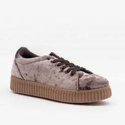 Qupid Shoes Newest Arrivals Velvet Lace-Up Fashion Sneakers