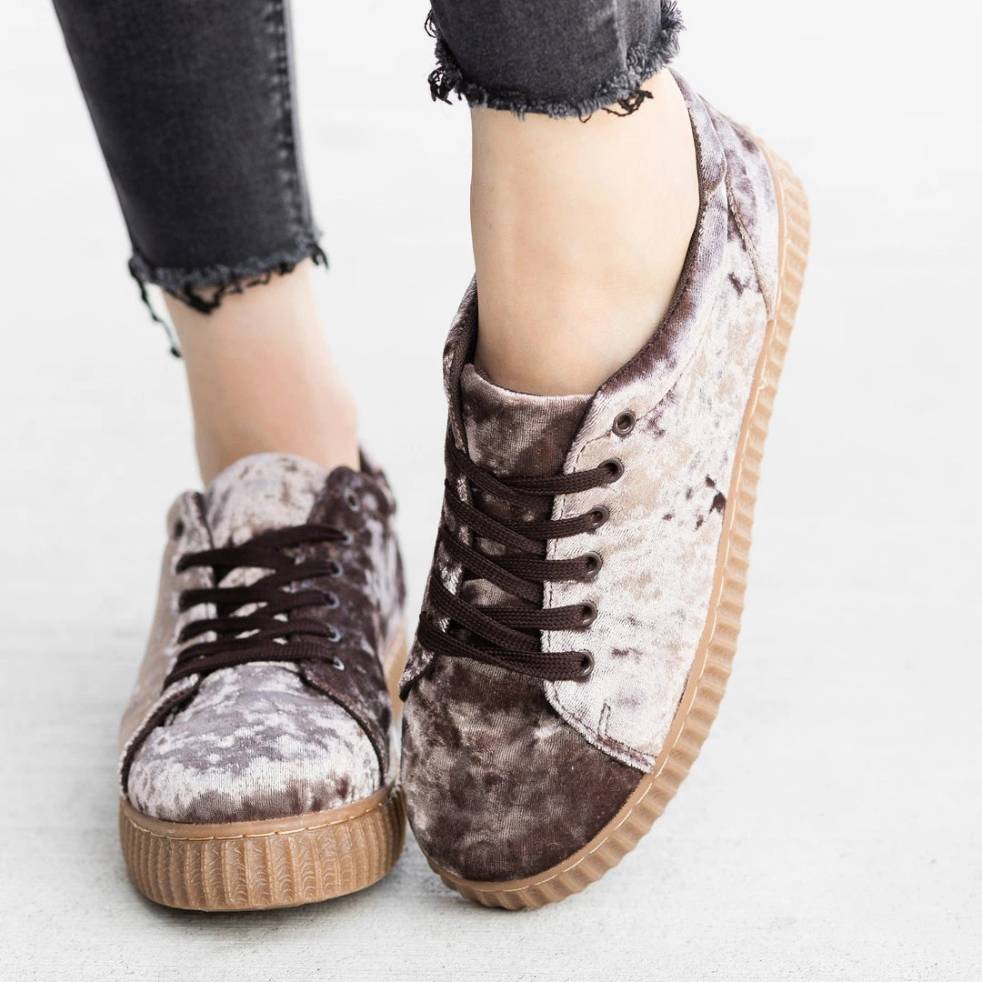 Qupid Shoes Newest Arrivals Velvet Lace-Up Fashion Sneakers 5 Qupid Shoes Newest Arrivals Velvet Lace-Up Fashion Sneakers