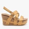 Yoki Wavy Edge Criss Cross Platform Wedges