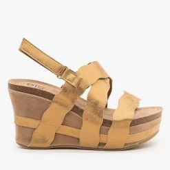 Yoki Wavy Edge Criss Cross Platform Wedges